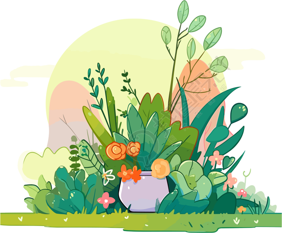 手绘插画花草PNG图形素材