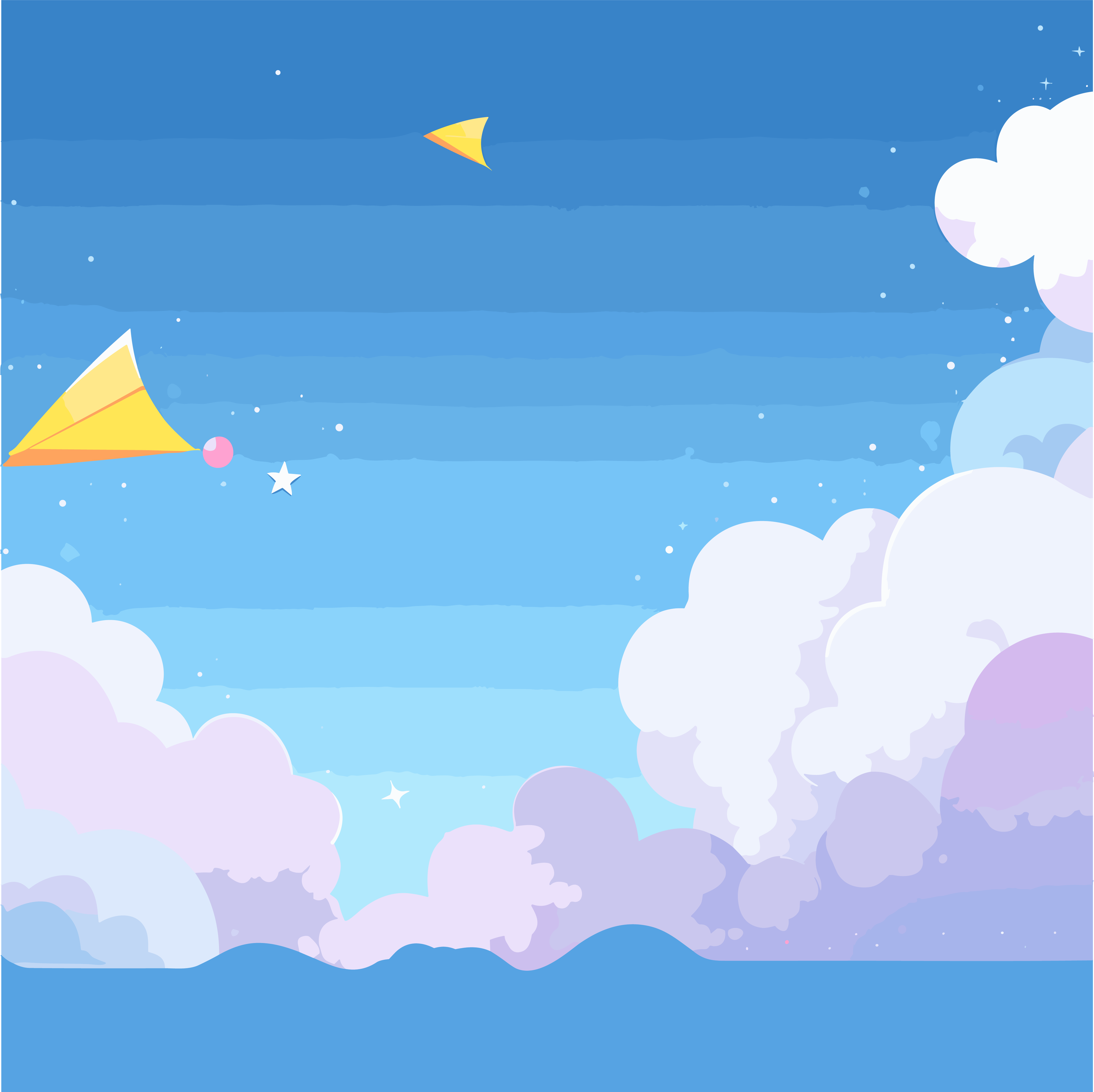 可商用创意设计白云星空PNG插画
