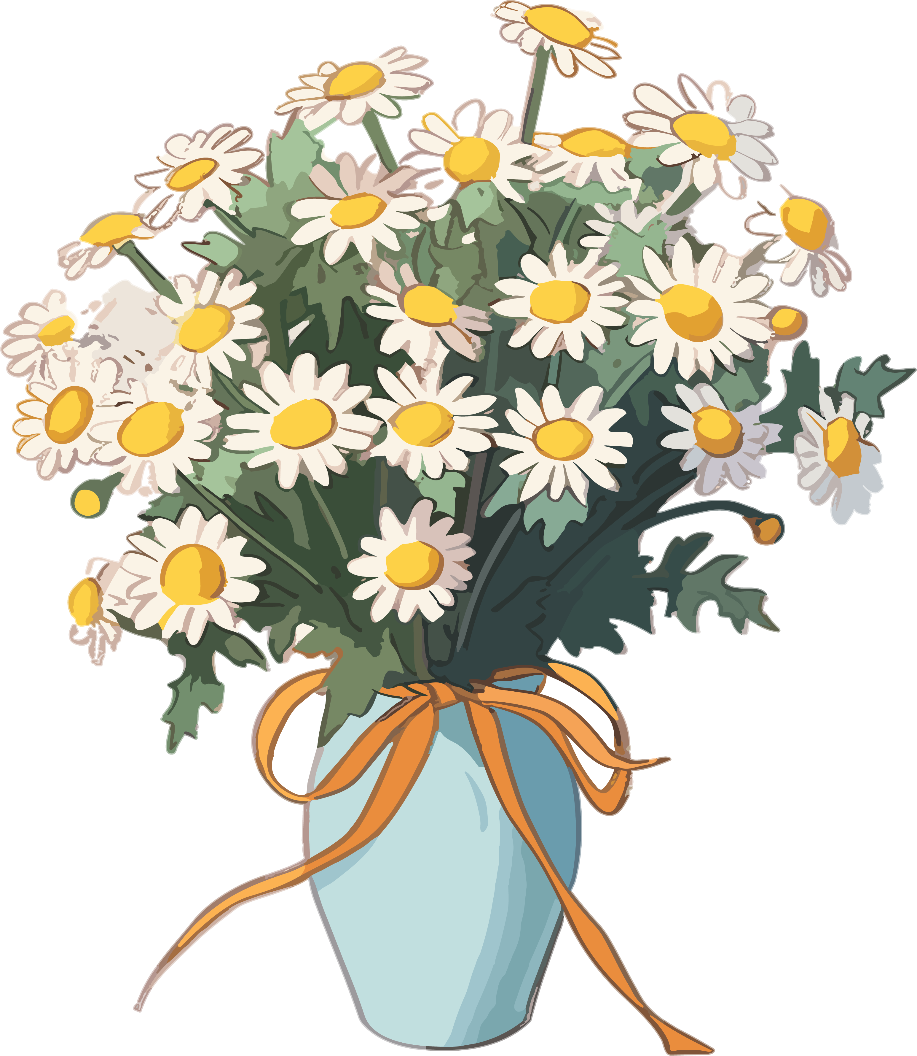 扁平风格小雏菊花束手绘PNG素材