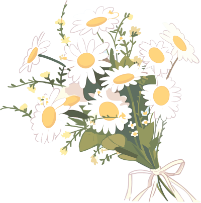 手绘扁平风格小雏菊花束PNG图形素材