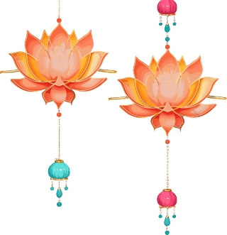 莲花中式灯笼元素