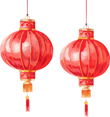 简约多彩插画设计元素-红灯笼