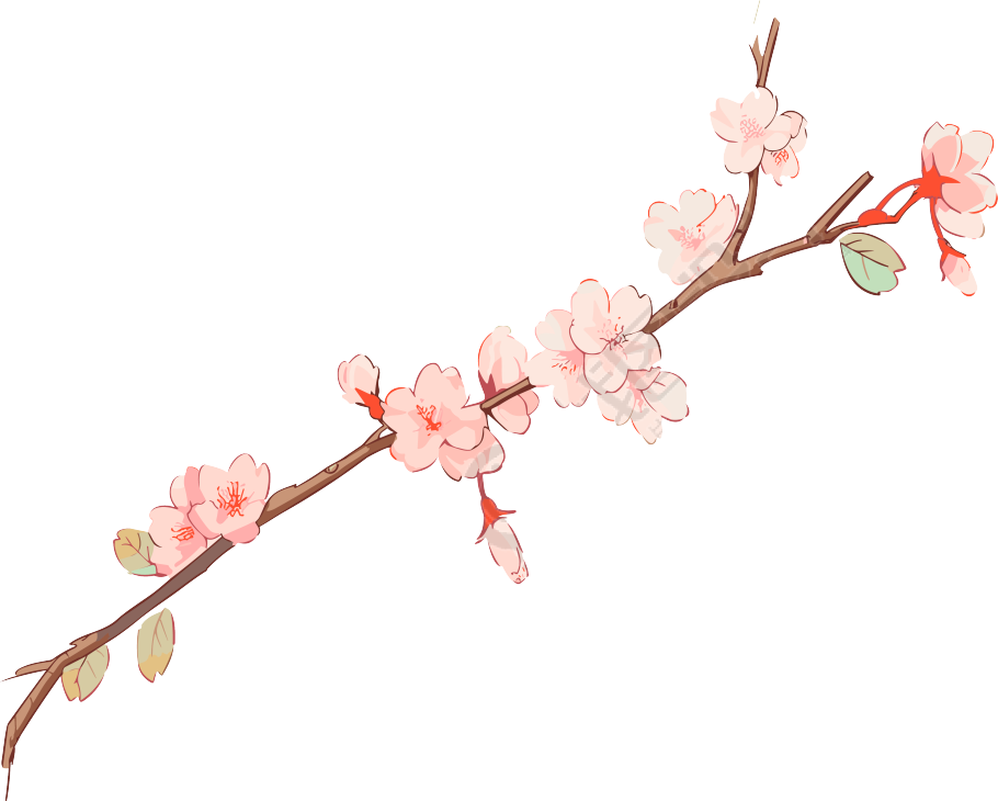 手绘樱花分支素材