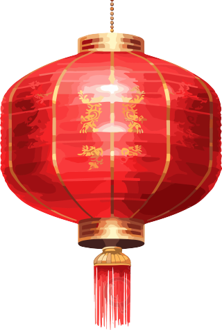 红色带穗白底灯笼