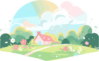 手绘插画房屋自然素材