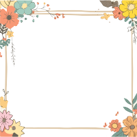 唯美鲜花棕色线条手绘边框插画