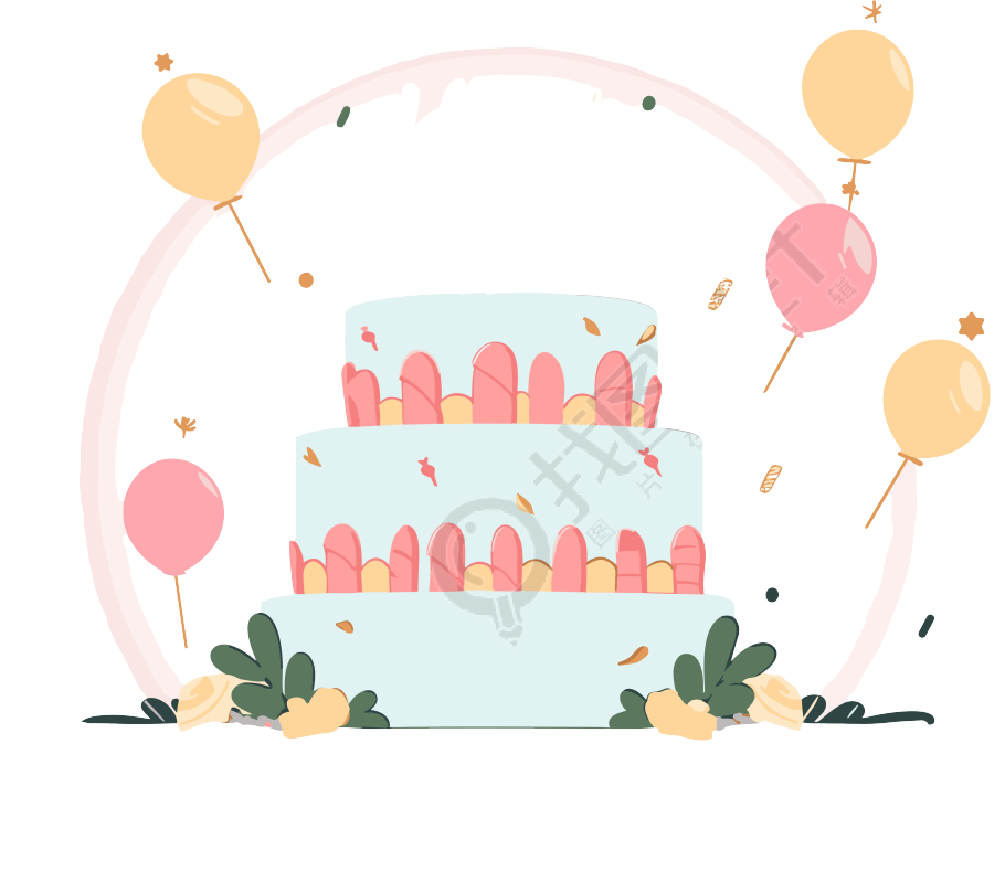 精美生日贺卡透明背景插画