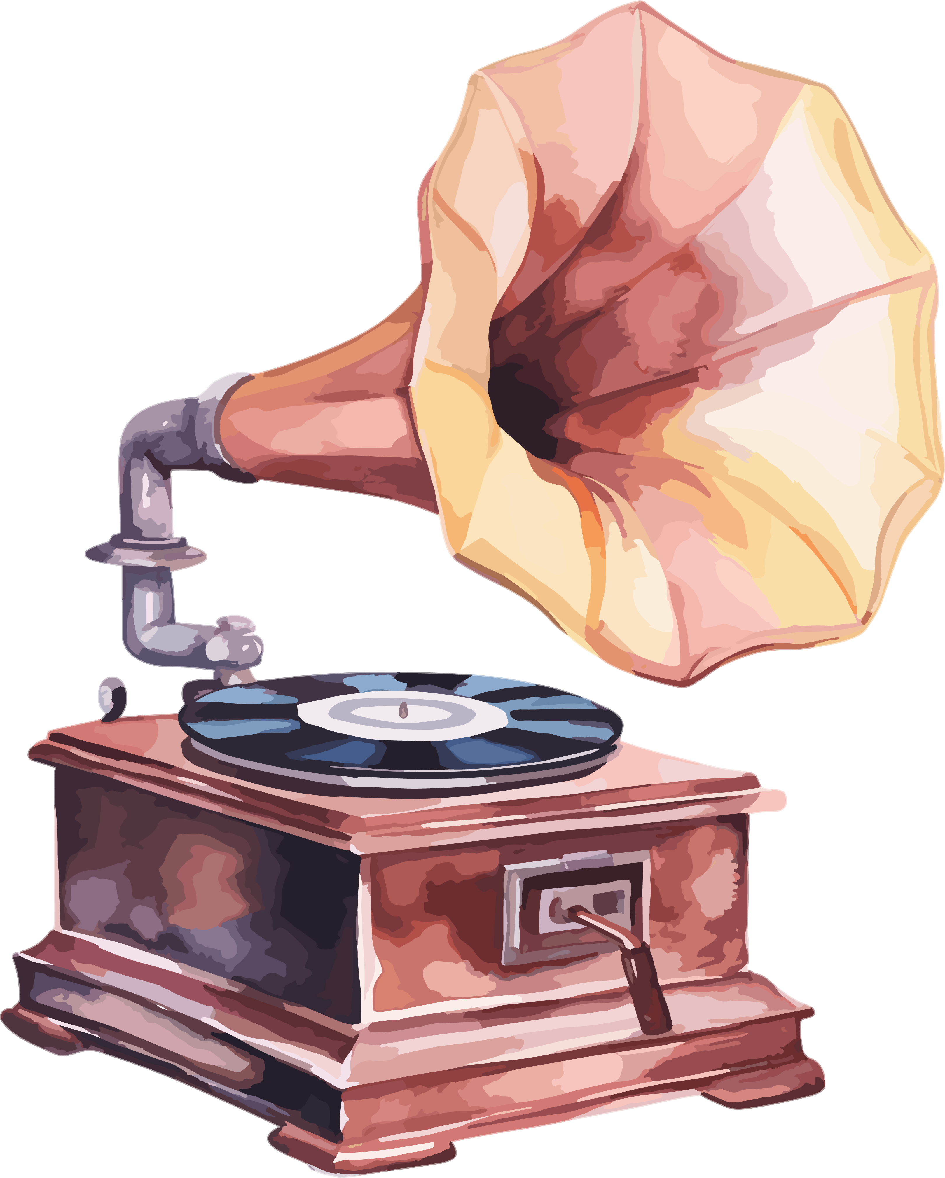 水彩留声机素材