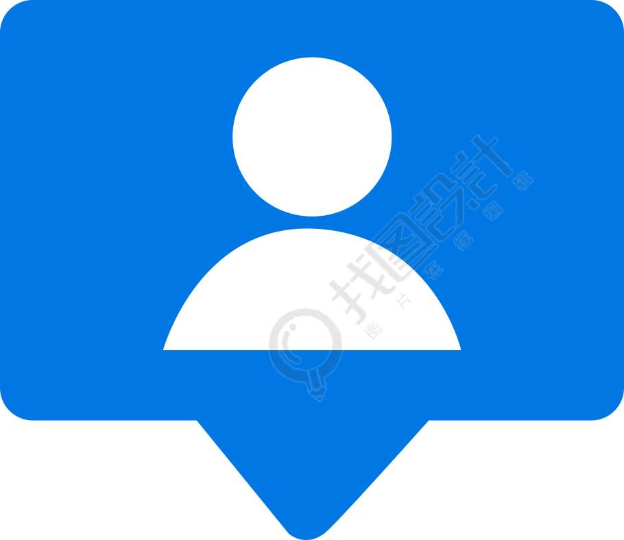 蓝色关注提示图标商用插画PNG素材