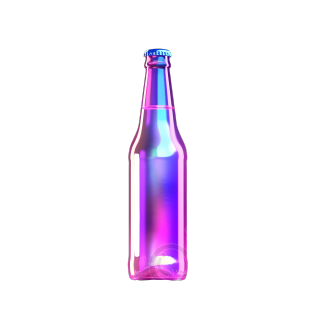粉白蓝全息光滑啤酒瓶素材