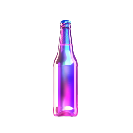 粉白蓝全息光滑啤酒瓶素材