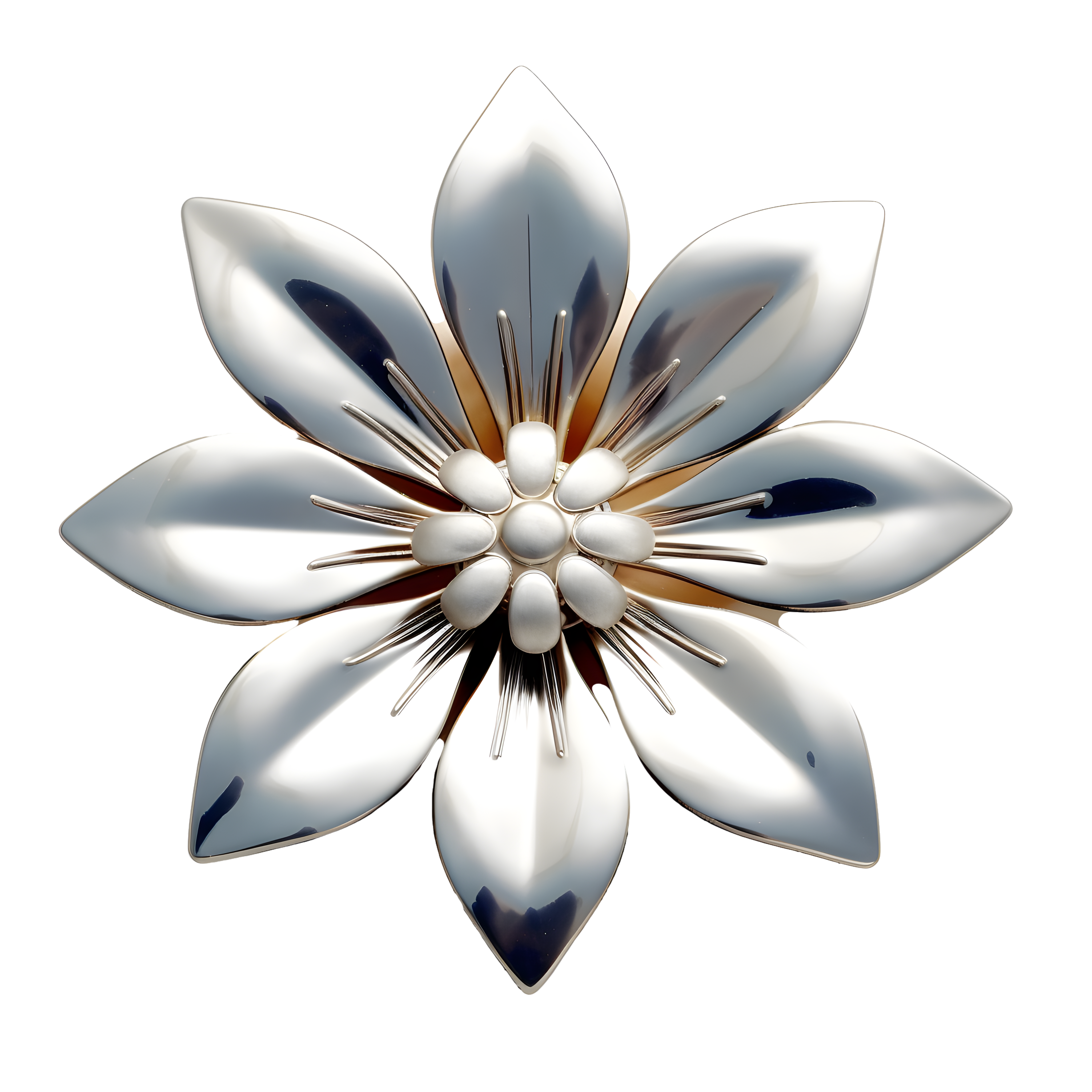 高清图形素材-白色背景的金属花元素
