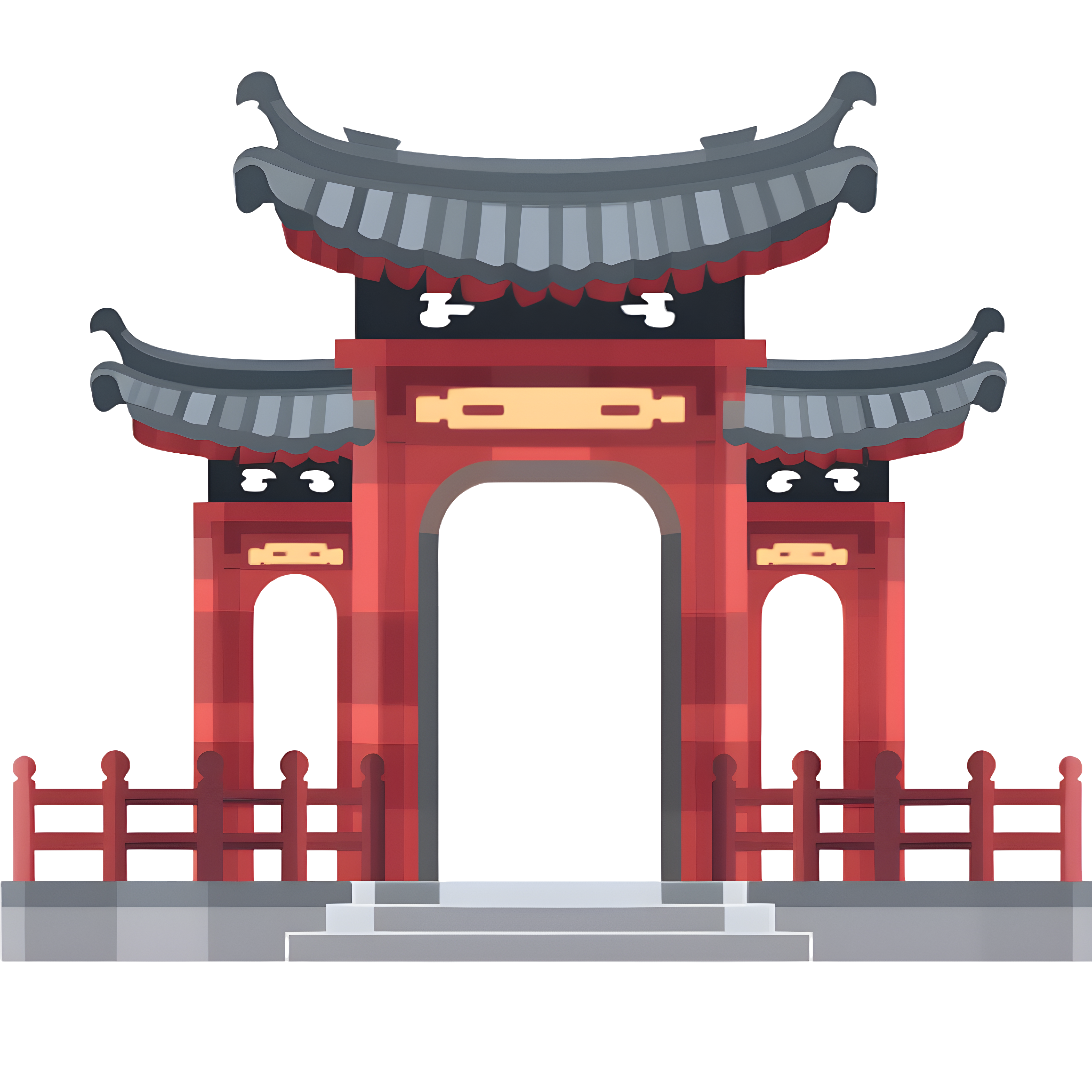 北南朝风格红门透明插画