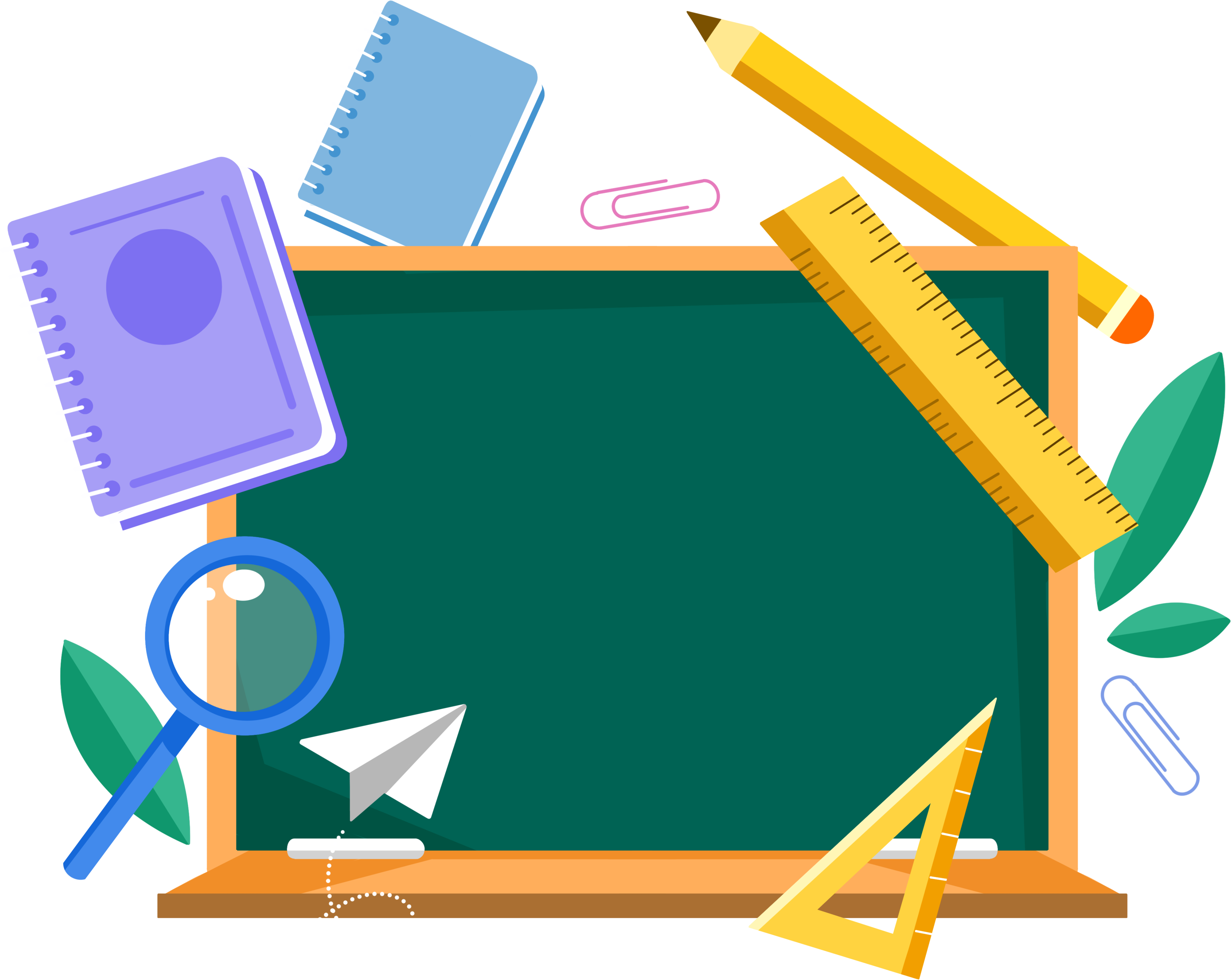 学习用品铅笔直尺线圈笔记本黑板可商用插画