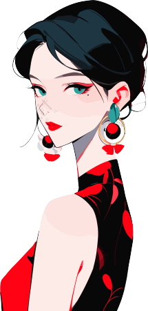 红耳环女子时尚插画