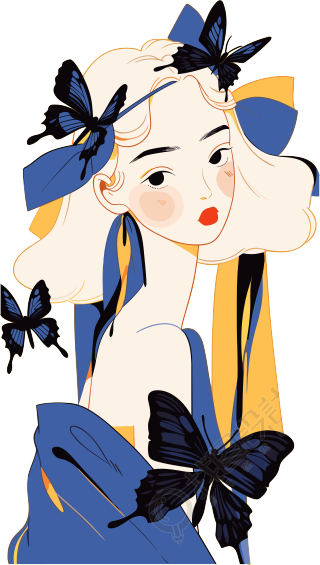 时尚可爱女孩插画设计素材