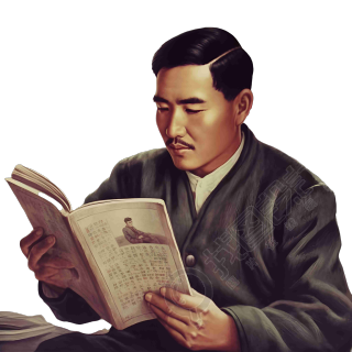 创意设计商业素材：男子阅读书籍的彩色插图素材