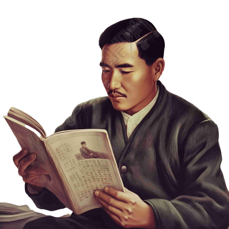 创意设计商业素材：男子阅读书籍的彩色插图素材