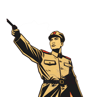 太阳背后军装男子握枪素材