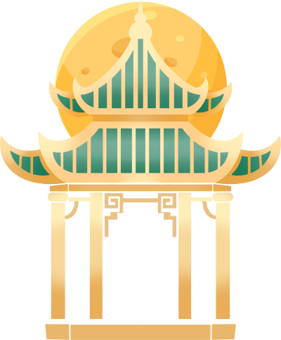 中秋节国潮风亭子月亮插画素材