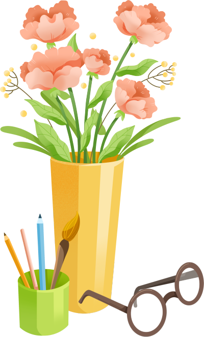 商业可用教师节花束眼镜插画元素
