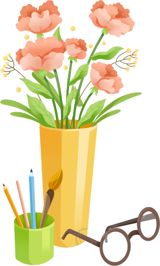 商业可用教师节花束眼镜插画元素