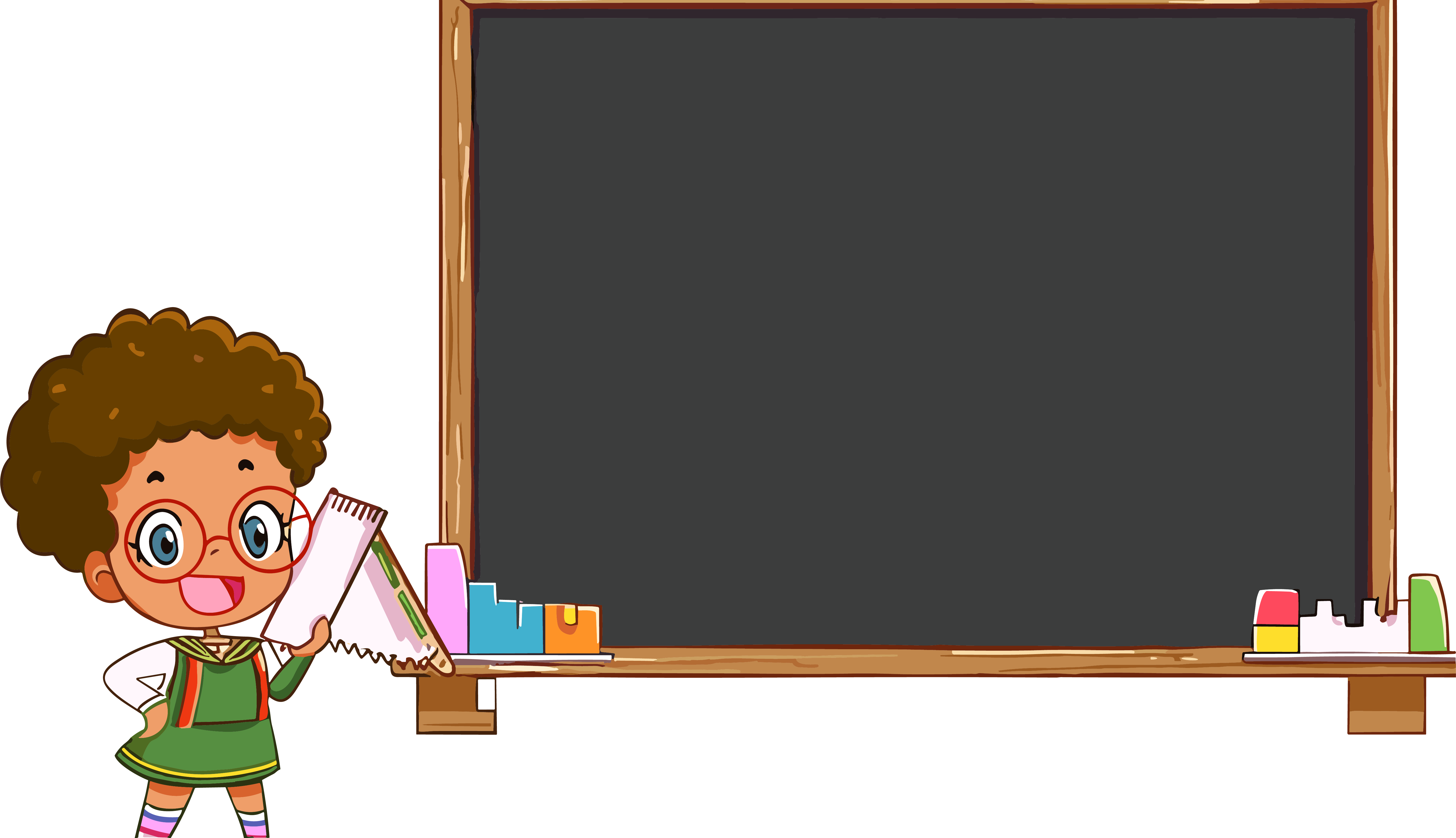 学习工具黑板卡通边框PNG