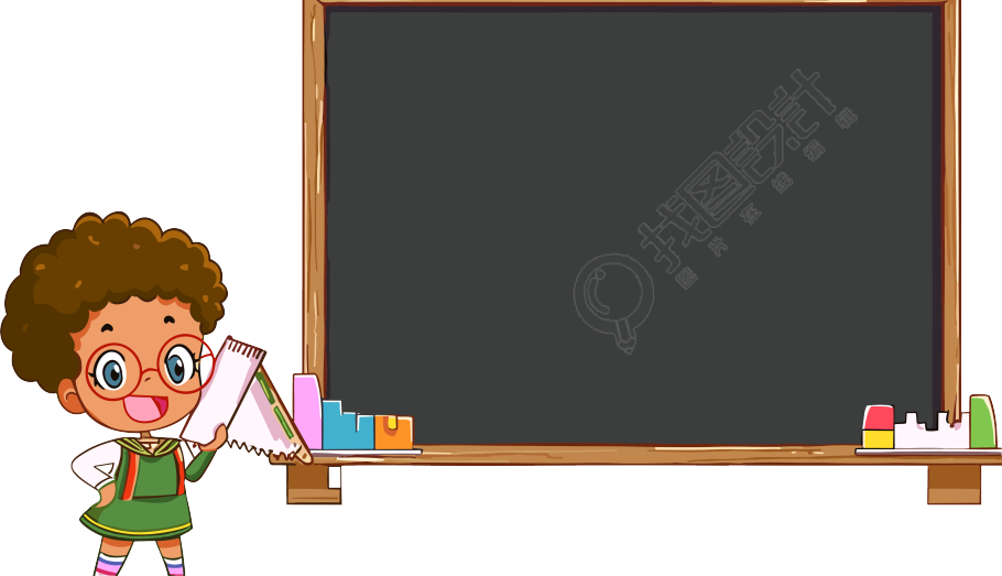 学习工具黑板卡通边框PNG