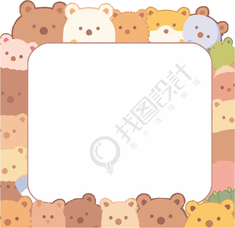 超萌的小动物形状边框PNG素材