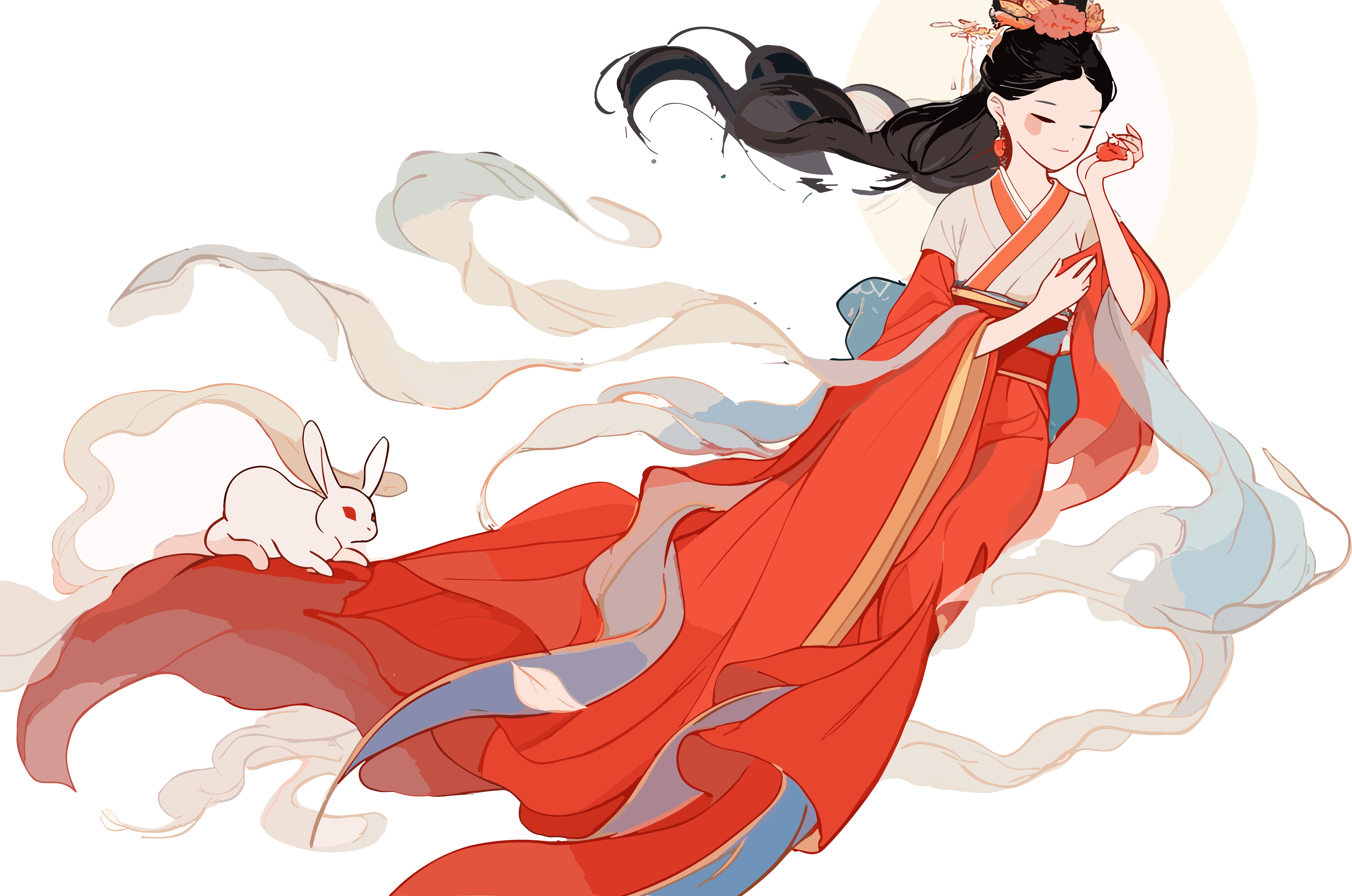 古风嫦娥仙子插画PNG素材