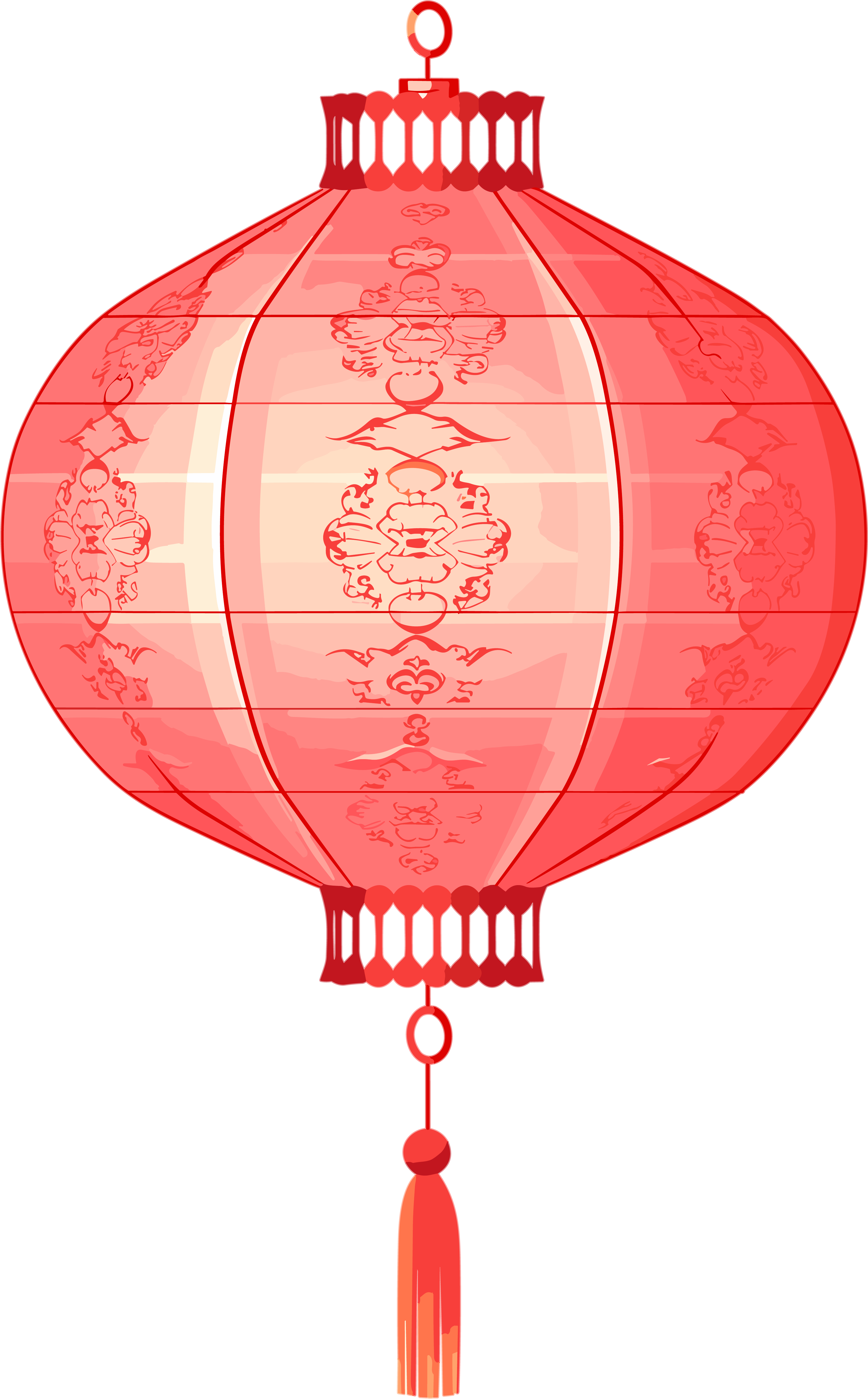 中国风创意设计元素：红白简约线条风格的天灯矢量图素材