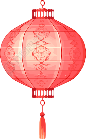 中国风创意设计元素：红白简约线条风格的天灯矢量图素材