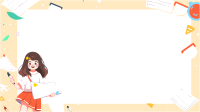 女学生手持学习工具的卡通边框