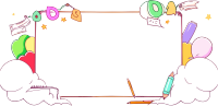 学习工具云朵边框卡通插画