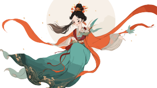古风嫦娥仙子手持玉兔飞向明月