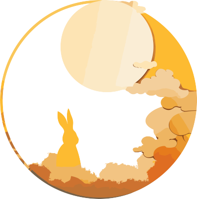 中秋节一兔一月插画素材
