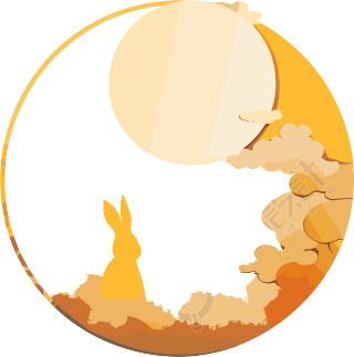 中秋节一兔一月插画素材