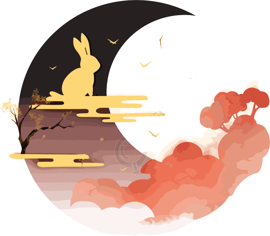 兔子与月亮中秋节插画素材