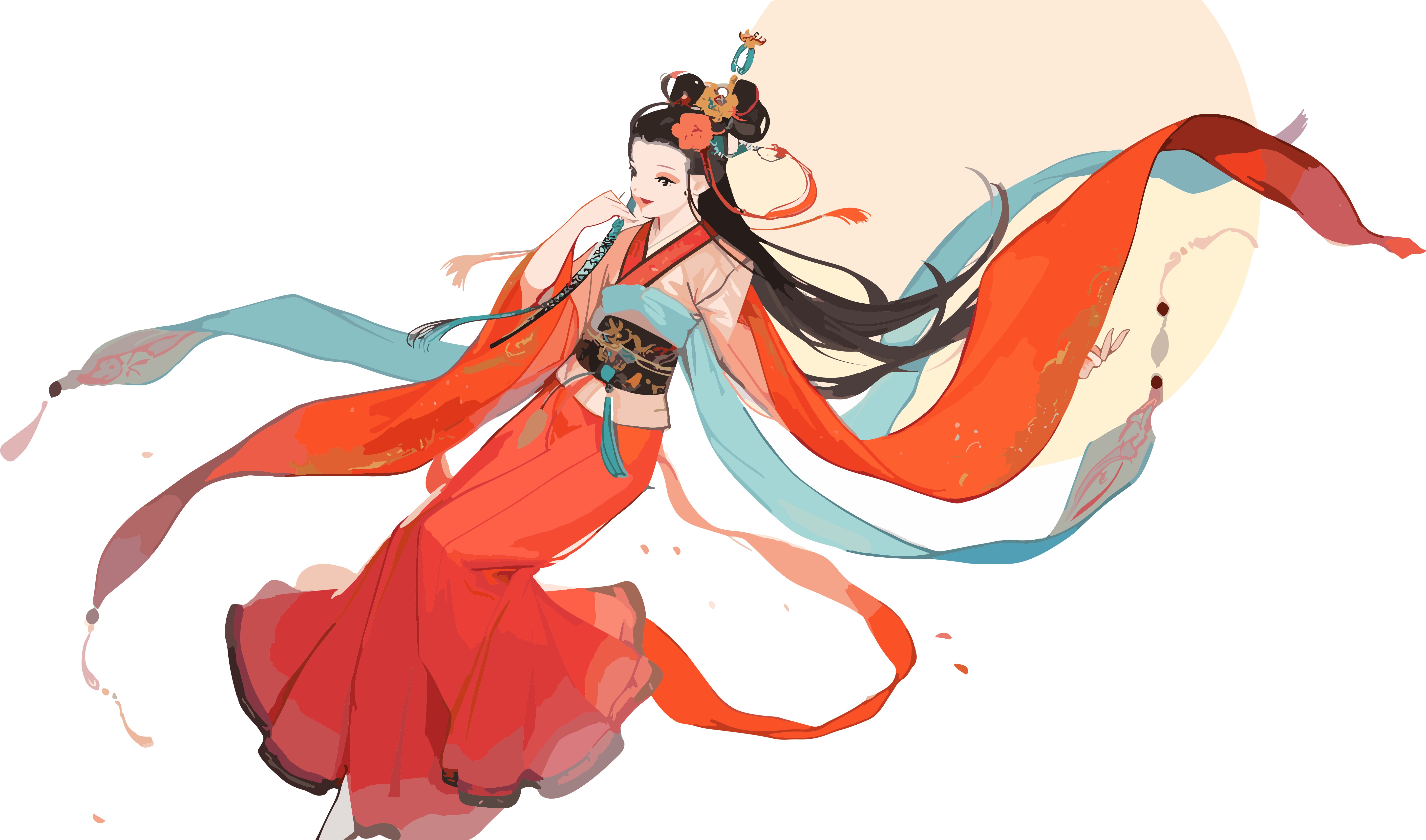 中国风嫦娥仙子握玉兔飞向月球