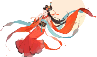 中国风嫦娥仙子握玉兔飞向月球