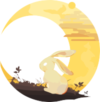 中秋节月兔剪影素材