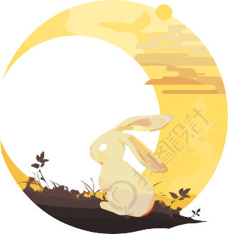 中秋节月兔剪影素材