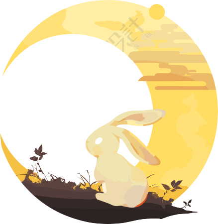 中秋节月兔剪影素材