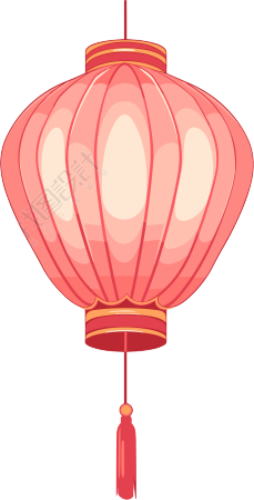 极简线条设计的红白中国灯笼矢量图素材