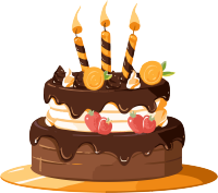 美味的巧克力生日蛋糕PNG元素