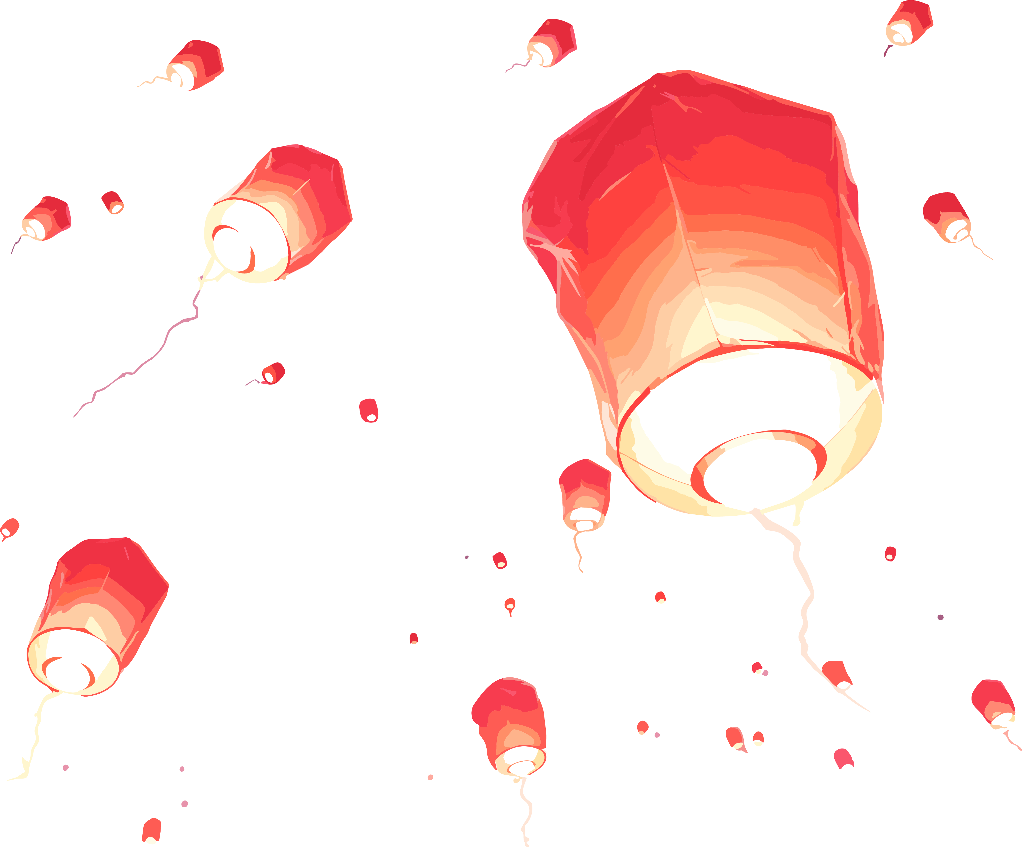 夜空中的浪漫红灯笼元素