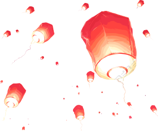 夜空中的浪漫红灯笼元素
