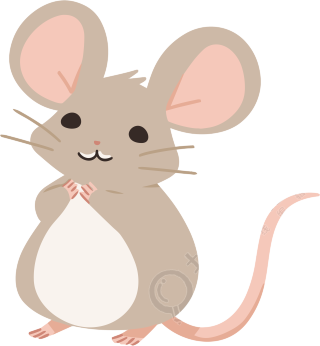 呲牙的小老鼠插画设计PNG