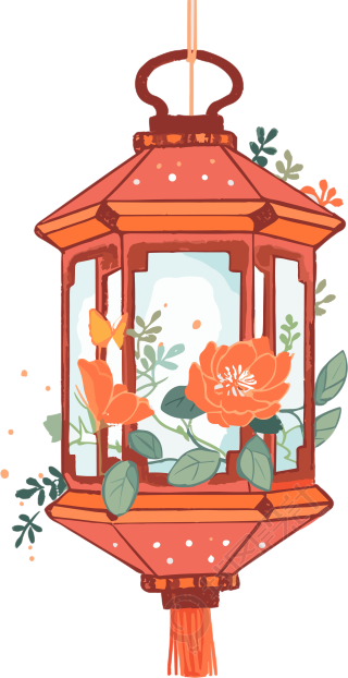 唯美花灯插画设计元素