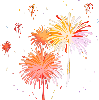 手绘扁平风格烟花插画
